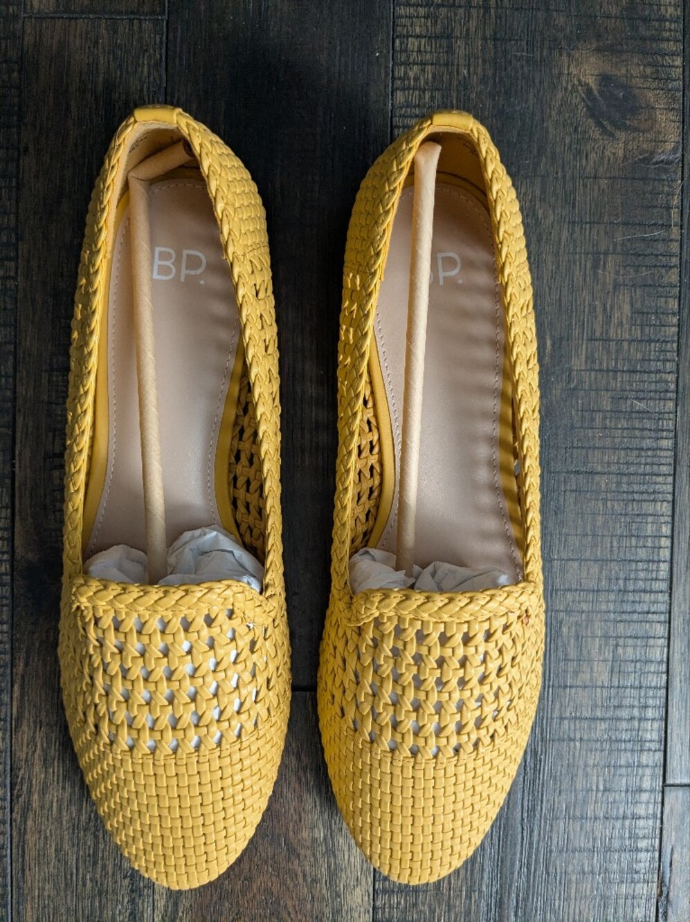 bp Yellow Woven Slip-On Flats